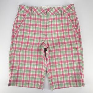 Puma Sport Life Style Short Women Golf Bermuda Plaid Size 2 Multicolor Pockets